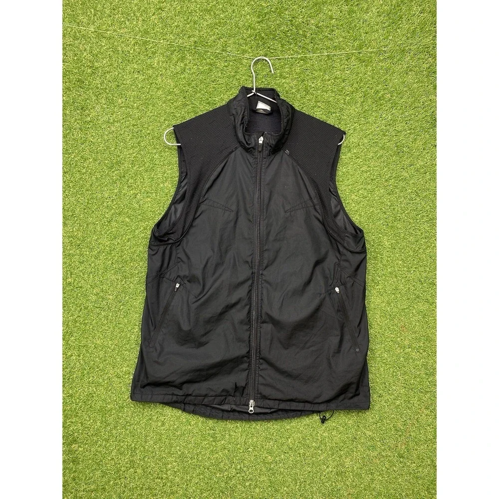 Nike Puffer Vest Womens Large Black Full Zip Collared Casual Windbreaker 90s